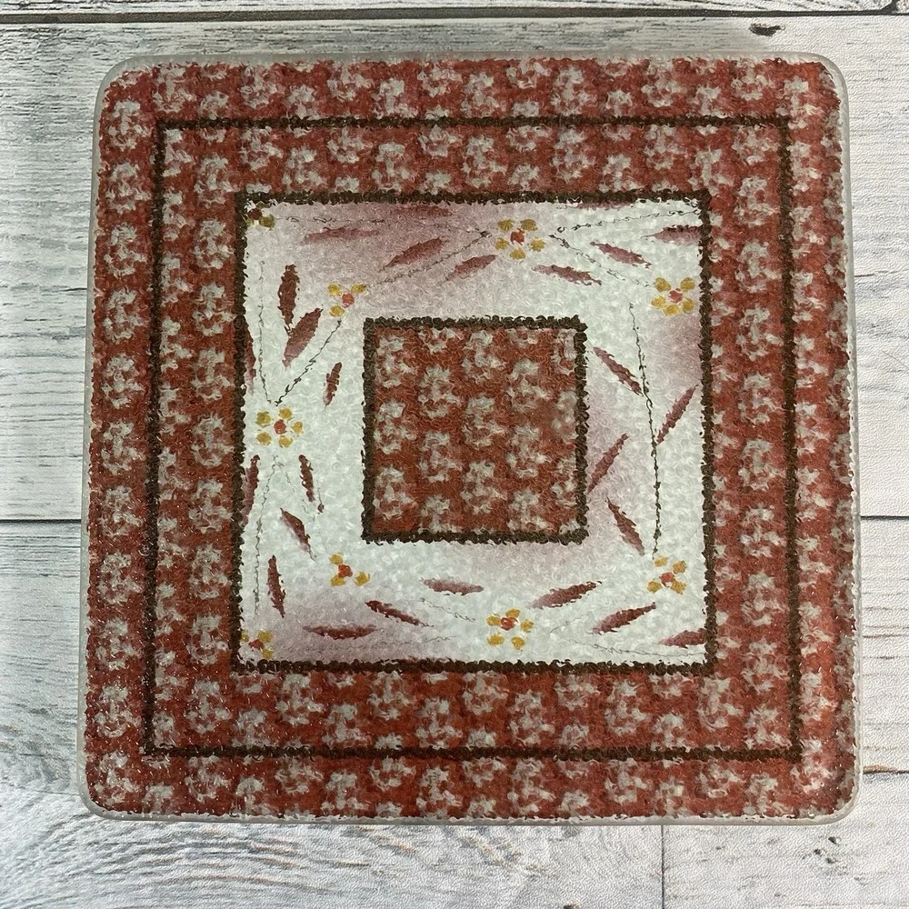 Temptations By Tara Old World Cranberry Glass Trivet Hot Pads Pot Holders 3 PC